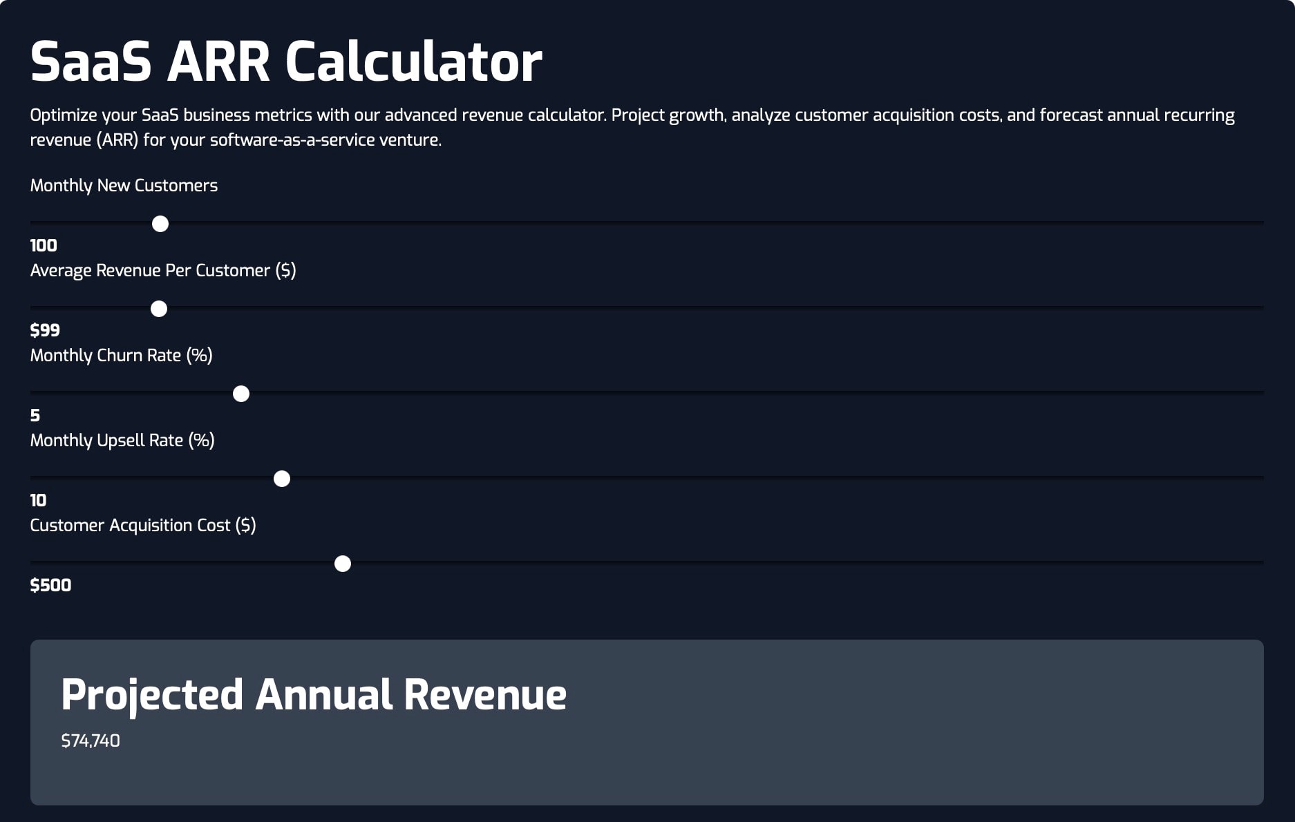 SaaS ARR Calculator