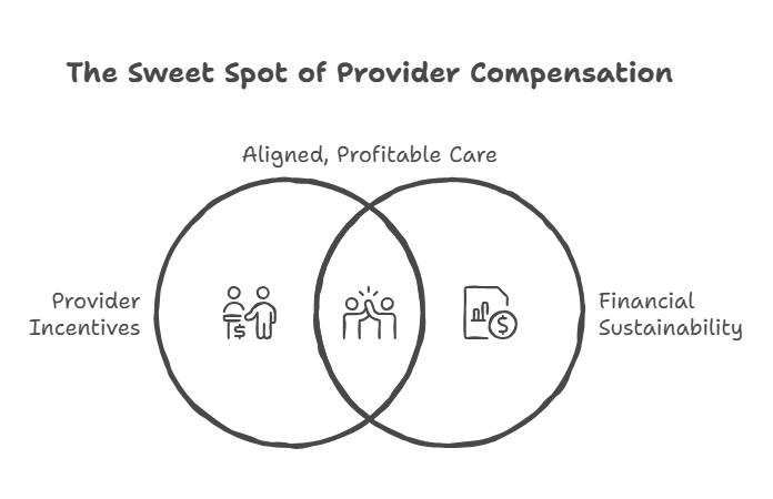 Visual diagram showing provider incentives, aligned care, and financial sustainability in compensati.