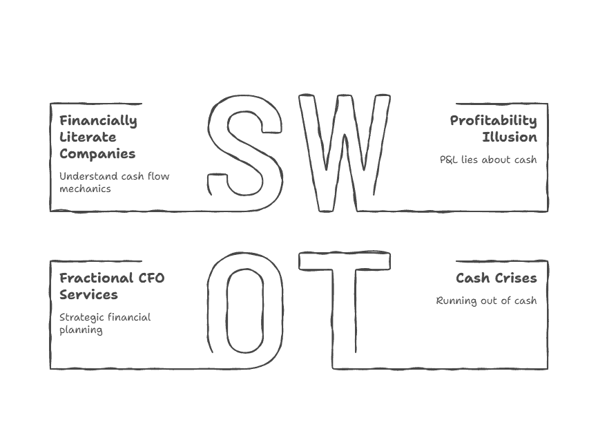 Detailed financial insights and CFO services for strategic cash flow management and financial planning.